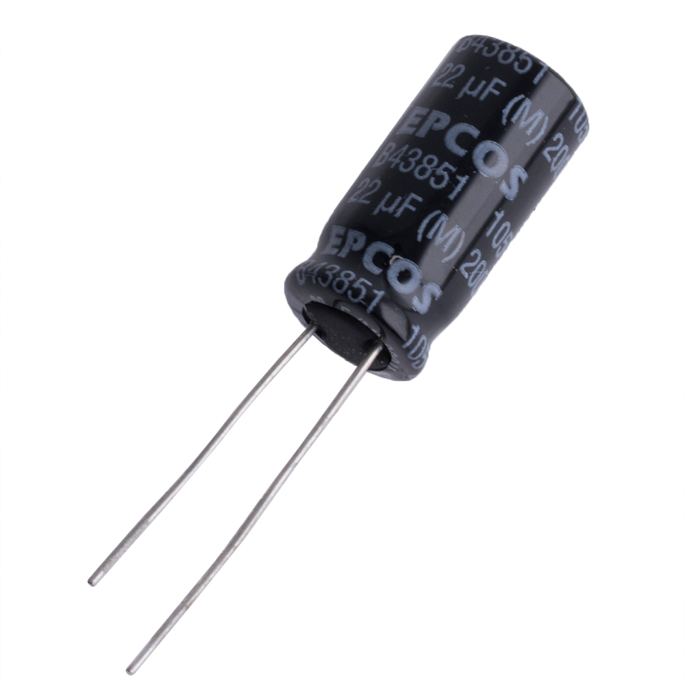 22uF 200V 10x20mm (B43851A2226M008-EPCOS) (электролитический конденсатор)