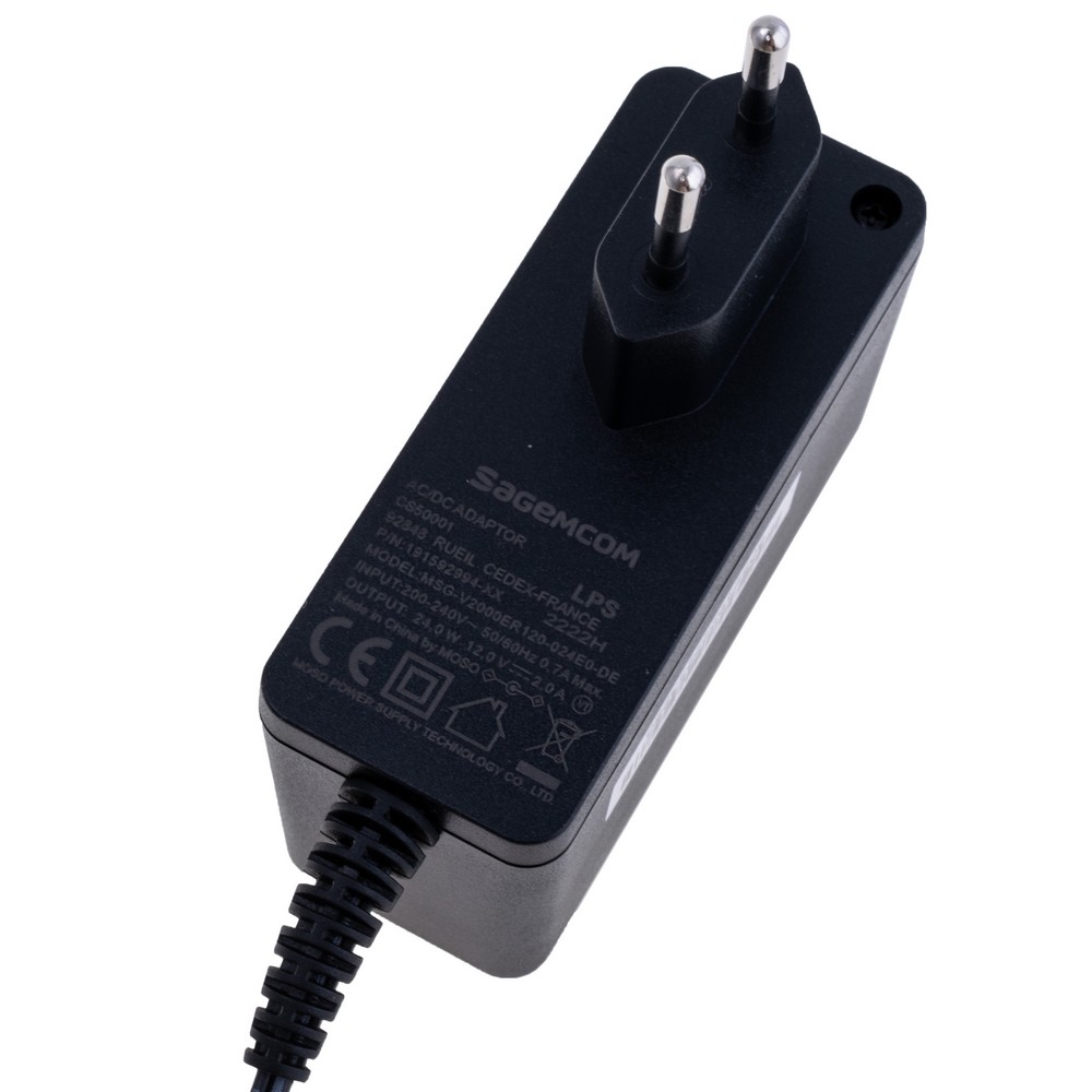 Блок живлення з вилкою 24W 12V, роз'єм:2.5x5.5мм, NBS24N120200VE