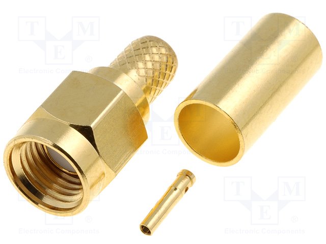 SMA-011RP Stecker SMA ""Männchen"" REVERSE-Signal.Kont."Weibchen" Stauchung. (HF-Jack)