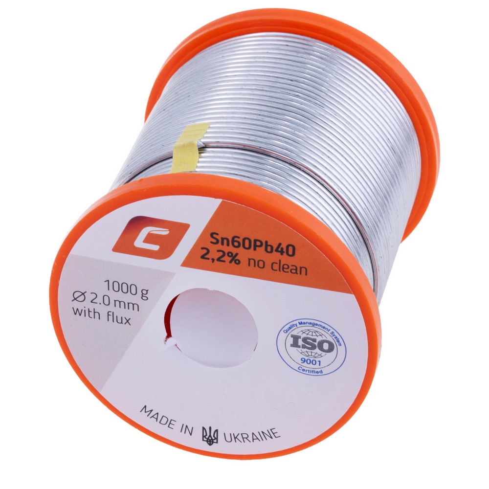 Дротяний припій, 2mm 1000g з флюсом, свинцевий, Sn60Pb40 Дротяний припій, 2mm 1000g з флюсом, свинцевий, Sn60Pb40