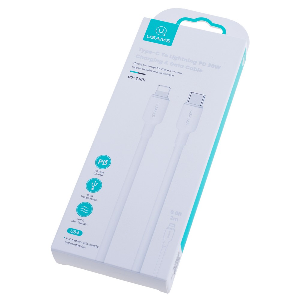 US-SJ611 U84 Type-C To Lightning PD 20W Charging & Data Cable 2m (SJ611USB01 White – USAMS)