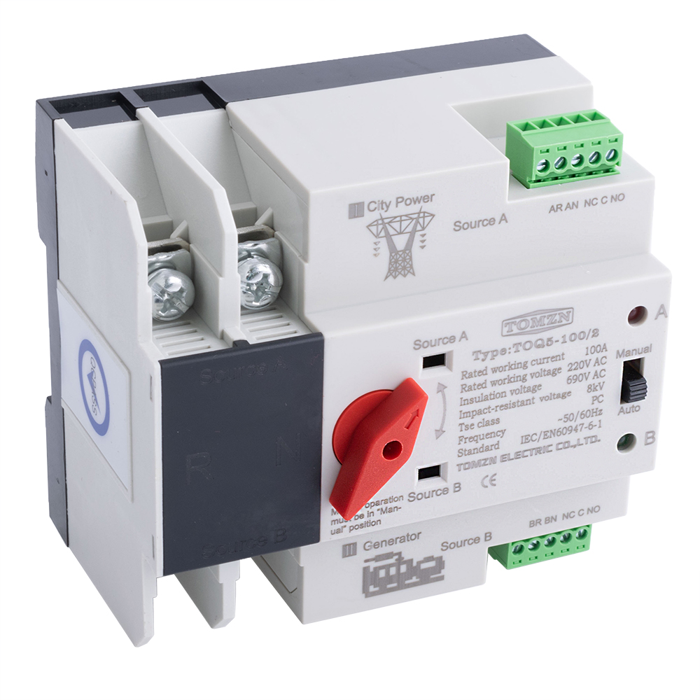 Автоматический переключатель ввода резерва 2P + 230V 100A (TOQ5-100/2P — TOMZN) Автоматический переключатель ввода резерва 2P + 230V 100A (TOQ5-100/2P — TOMZN)