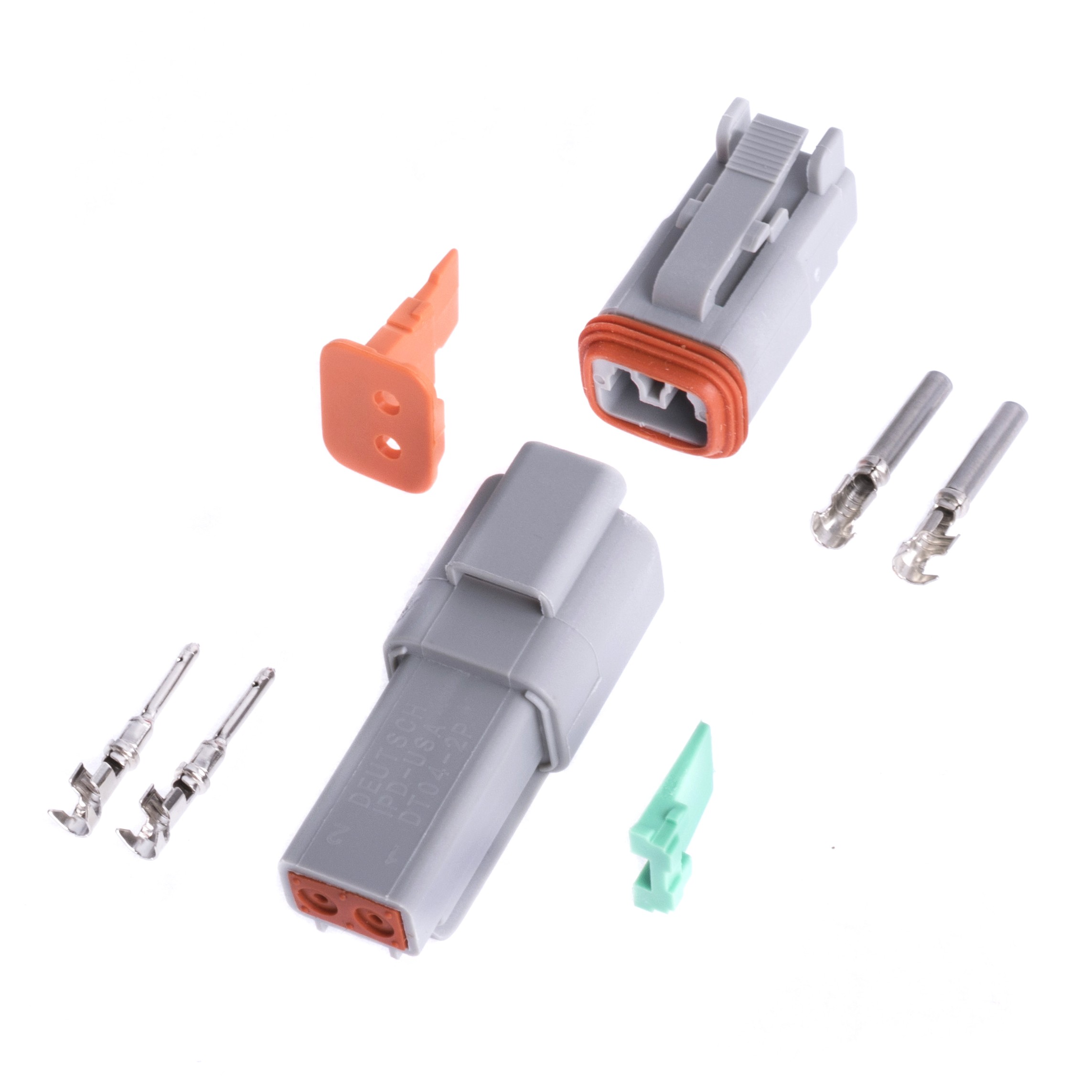 Комплект автомобильных 2pin разъемов Deutsch DT (DT04-2P / DT06-2S) c контактами и уплотнителями Комплект автомобильных 2pin разъемов Deutsch DT (DT04-2P / DT06-2S) c контактами и уплотнителями