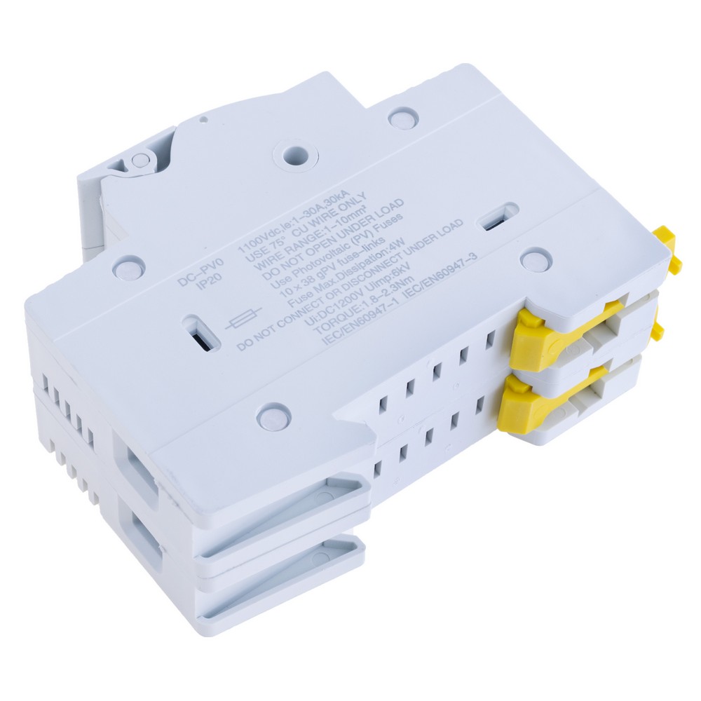 Тримач запобіжників 2P PV max32A DC 1000V 10x38mm з LED на DIN-рейку (TOMZN)