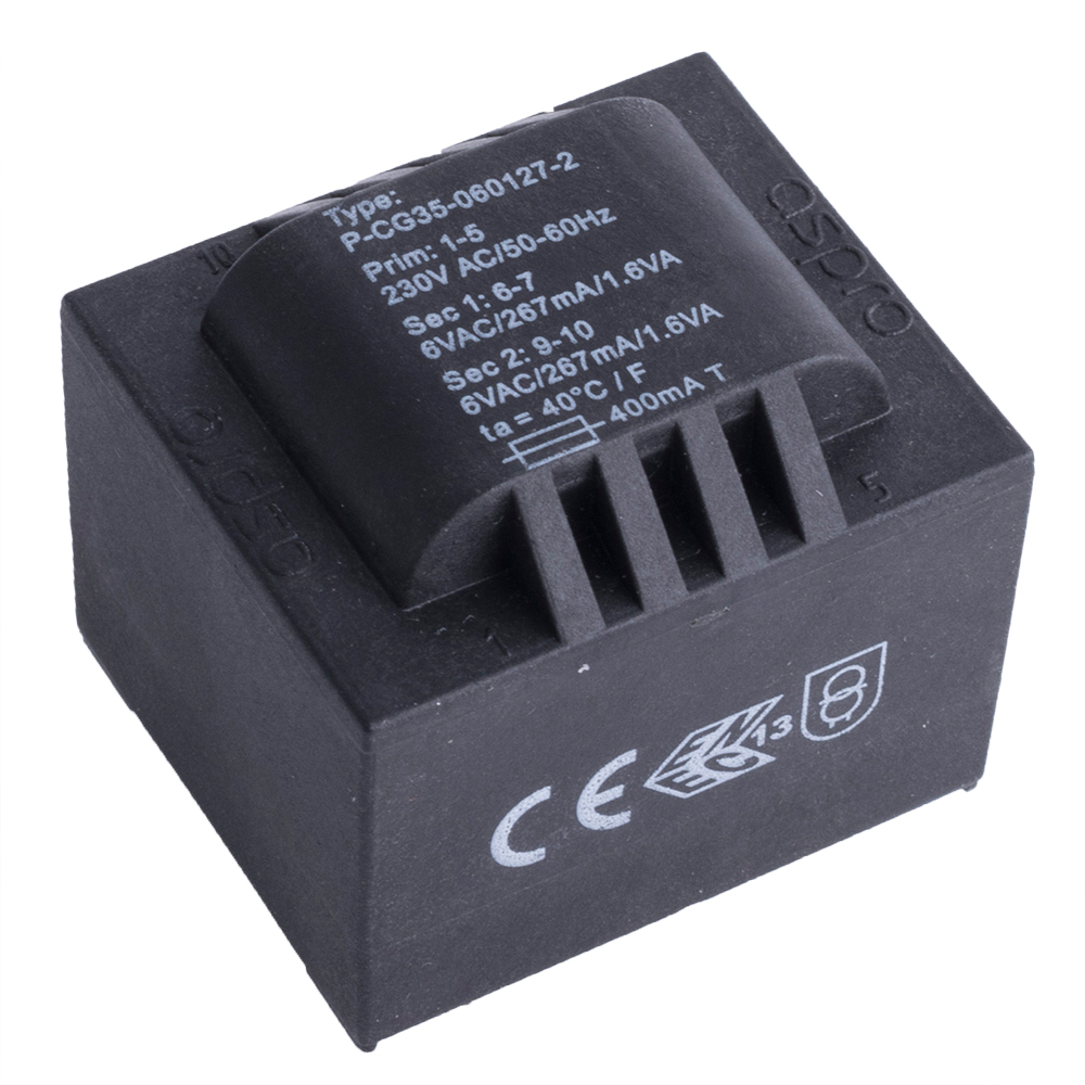 Трансформатор 2x6VAC 3,2VA (P-CG35-060127-2) Aspro