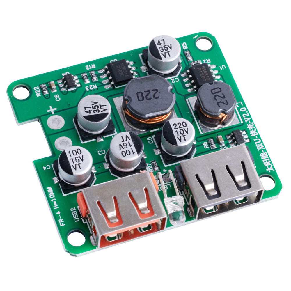 Контроллер заряда солнечной батареи 2xUSB, DC/DC, 5V 2.4A(Max.) + QC 3.0 USB