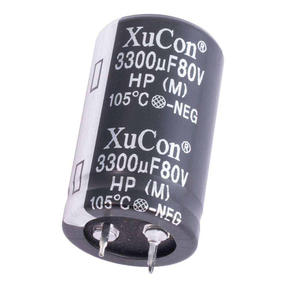 3300uF 80V 20% 25x40mm (J02A338M1KD25L40-JEC) (электролитический конденсатор)