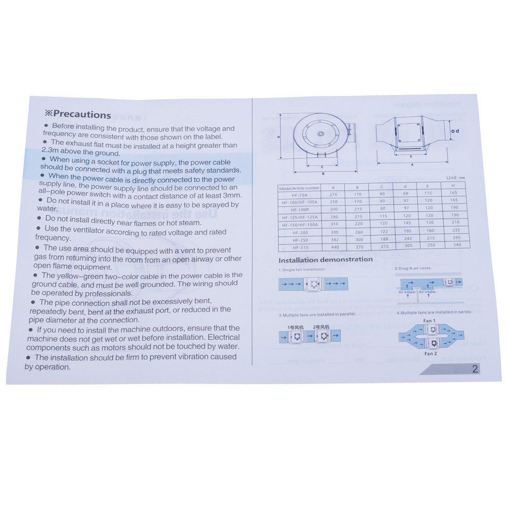 Витяжний вентилятор 35W, HF-100 EU