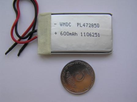 472850 3.7V 600mAh +PCB (Akku Li-Polymer)