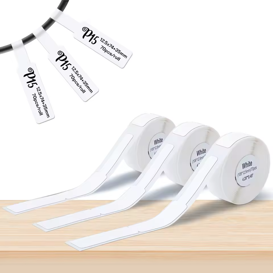 Стрічка для принтера етикеток біла, на провід 3PK White Cable