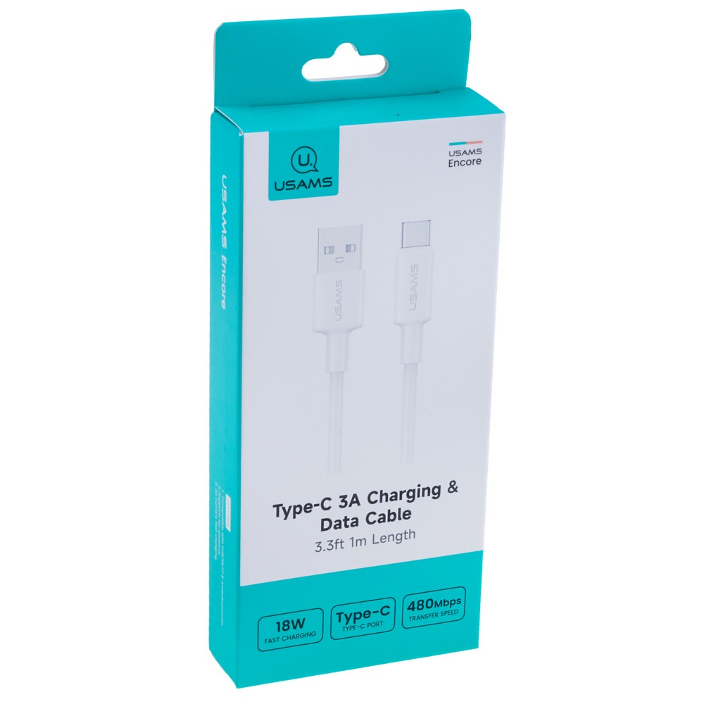SJ761 U90 Type-C 3A  Charging & Data Cable (SJ761USB01 White – USAMS)