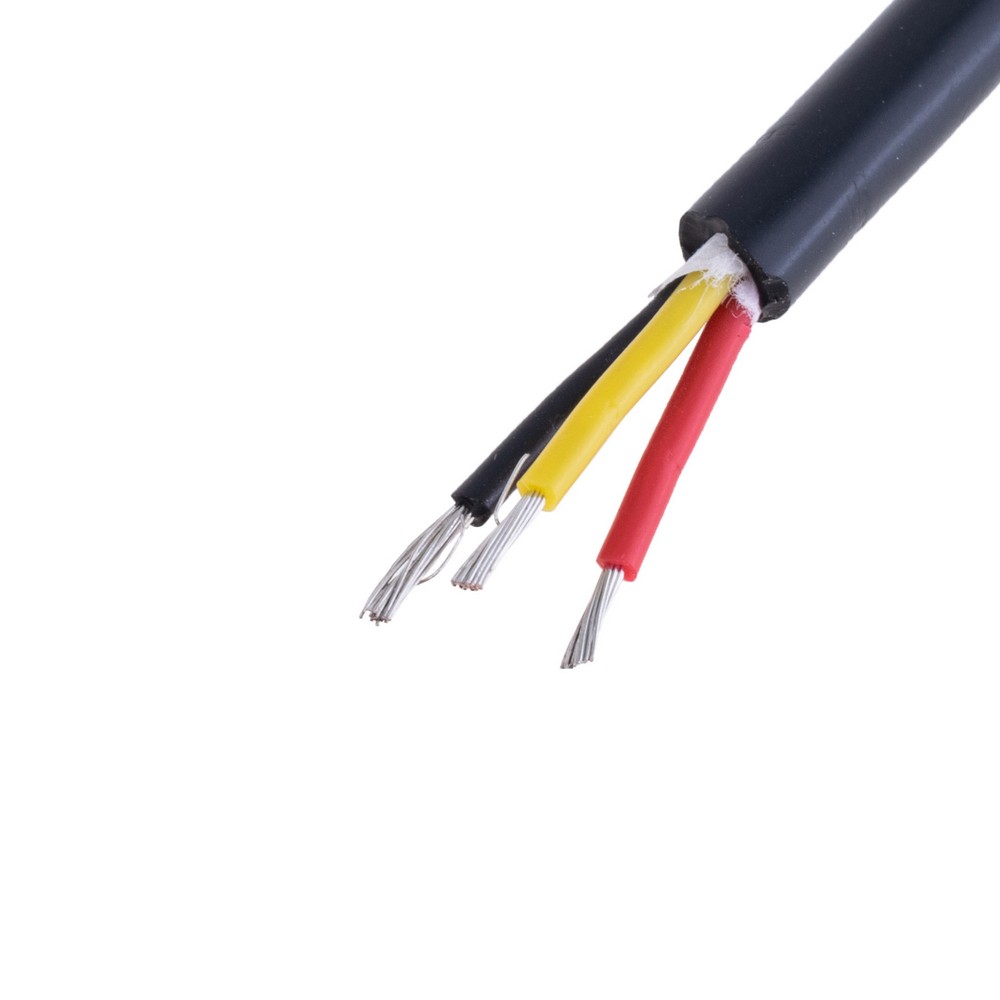 Силіконовий провід 3-жильний в чорній оболонці 20AWG(0.5mm2 20/0.18/TS) чорний, червоний, жовтий