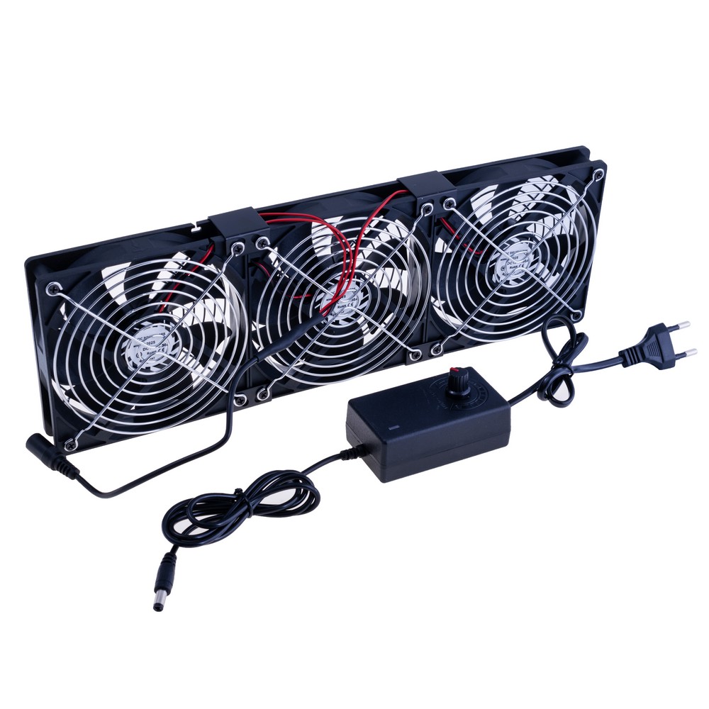 Збірка 3 вентилятора 360...120mm, із захистом та регулятором 220VAC.