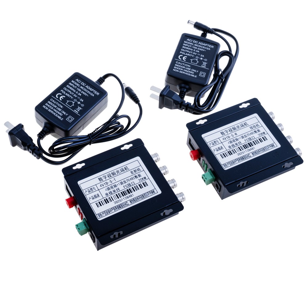 4-Kanal-Glasfaserwandler + RS485 (Sender+ Empfänger)
