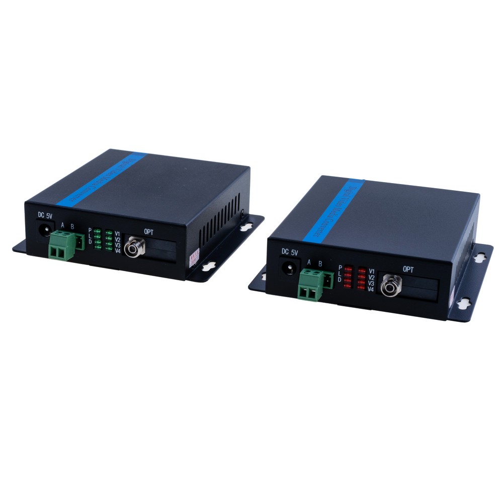4-Kanal-Glasfaserwandler + RS485 (Sender+ Empfänger)