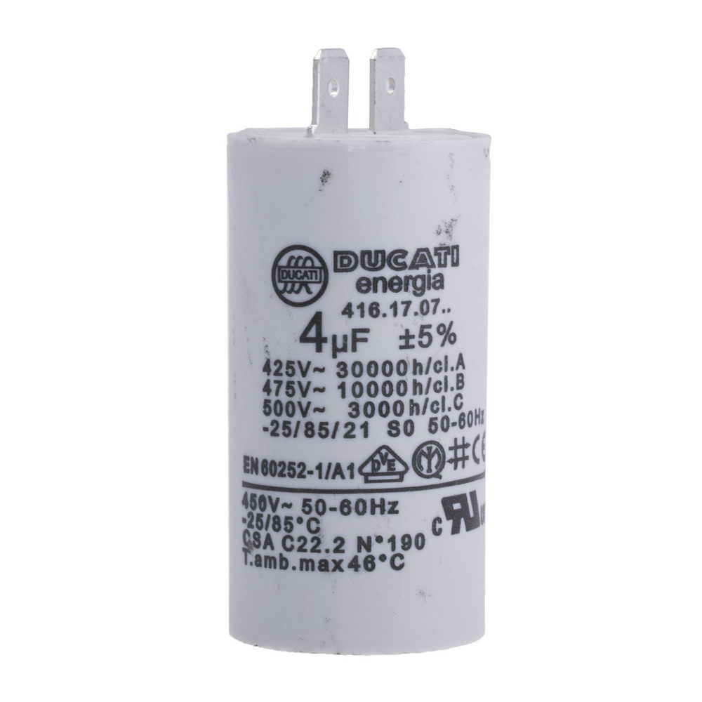 4uF 475VAC ±5% 28x55mm, mit Klemmen 6.3mm (4.16.17.07.TA) UL Ducati (Start-Kondensator)