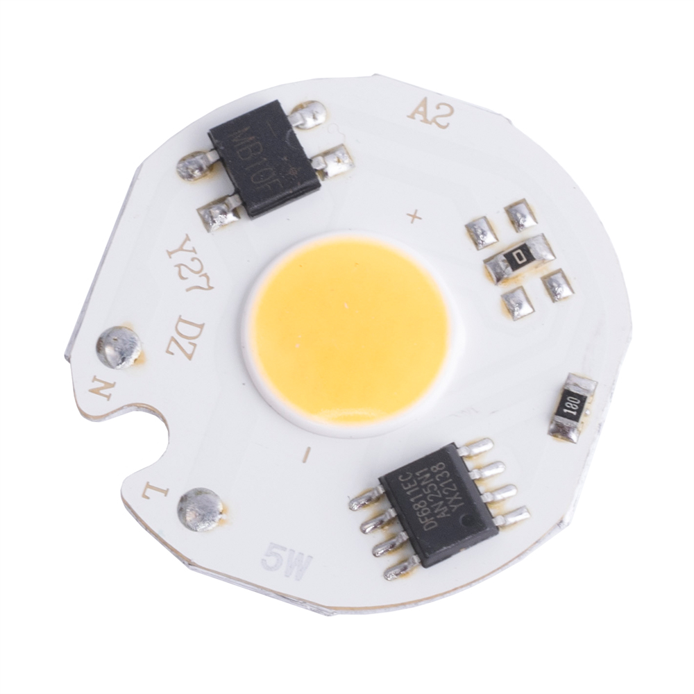 Светодиод 5Вт белый теплый, 220В (COB модуль 5W d27mm) Светодиод 5Вт белый теплый, 220В (COB модуль 5W d27mm)