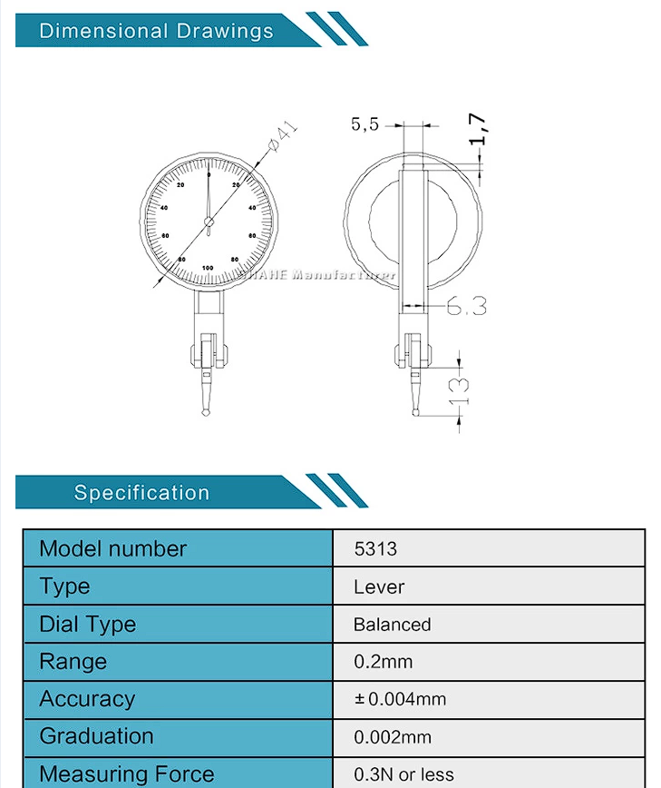 Мікрометр годинникового типу 0...0.2mm, 5313-02