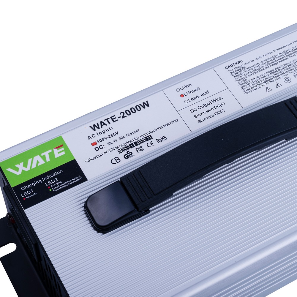 Зарядний пристрій 58.4V / 30A для LiFePO4 акумуляторів (WATE-2000W – Wate) Anderson connector, Active FPC