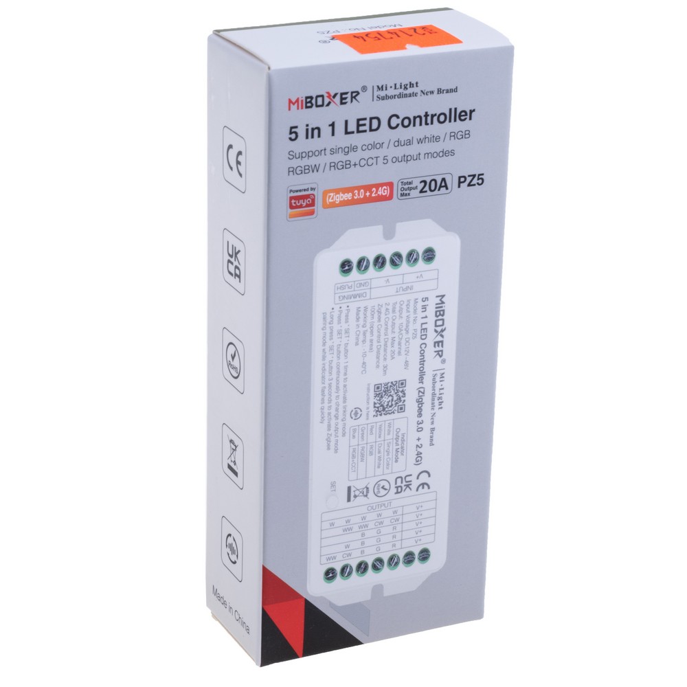 Контролер світлодіодних стрічок 5в1 Zigbee 3.0 + 2.4G, PZ5 Контролер світлодіодних стрічок 5в1 Zigbee 3.0 + 2.4G, PZ5