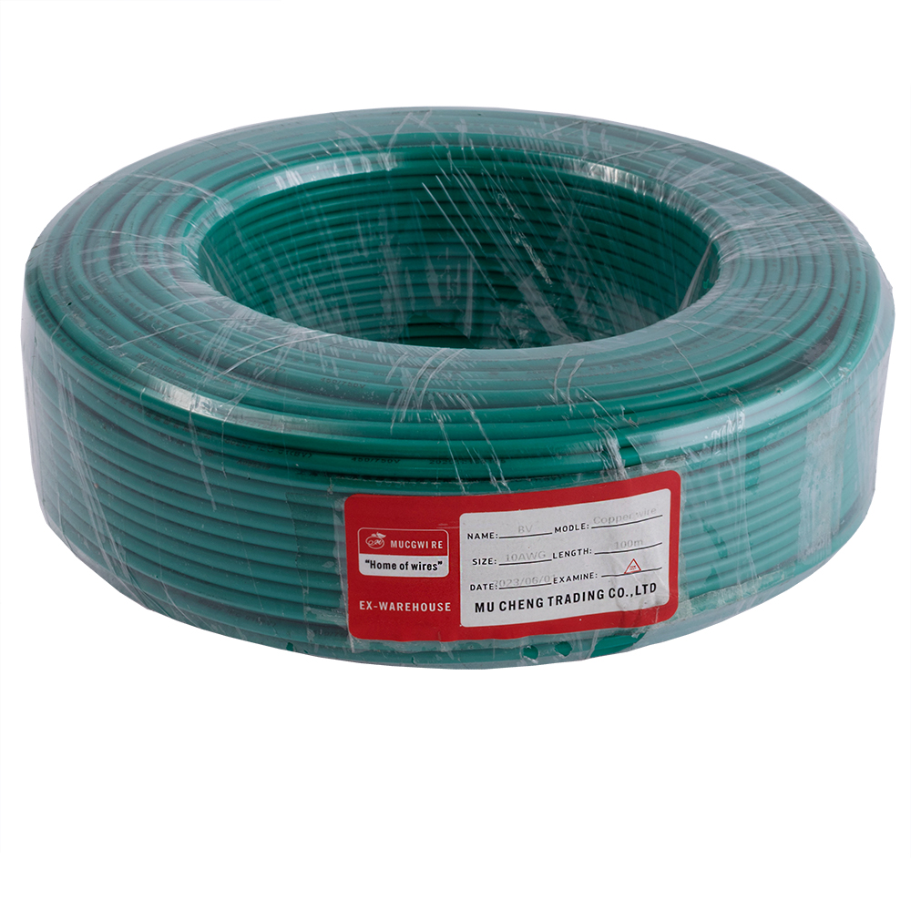 Провод монолитный 6.0mm2 (10AWG/D2.76мм, медь, PVC), зеленый