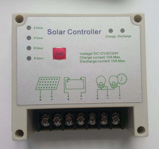 Controller für Solarbatterie 12V/24V, 10A.