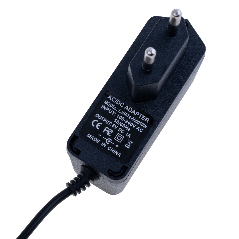 Блок живлення з вилкою 6W 6V, роз'єм:2.5x5.5мм LJH074-060010W
