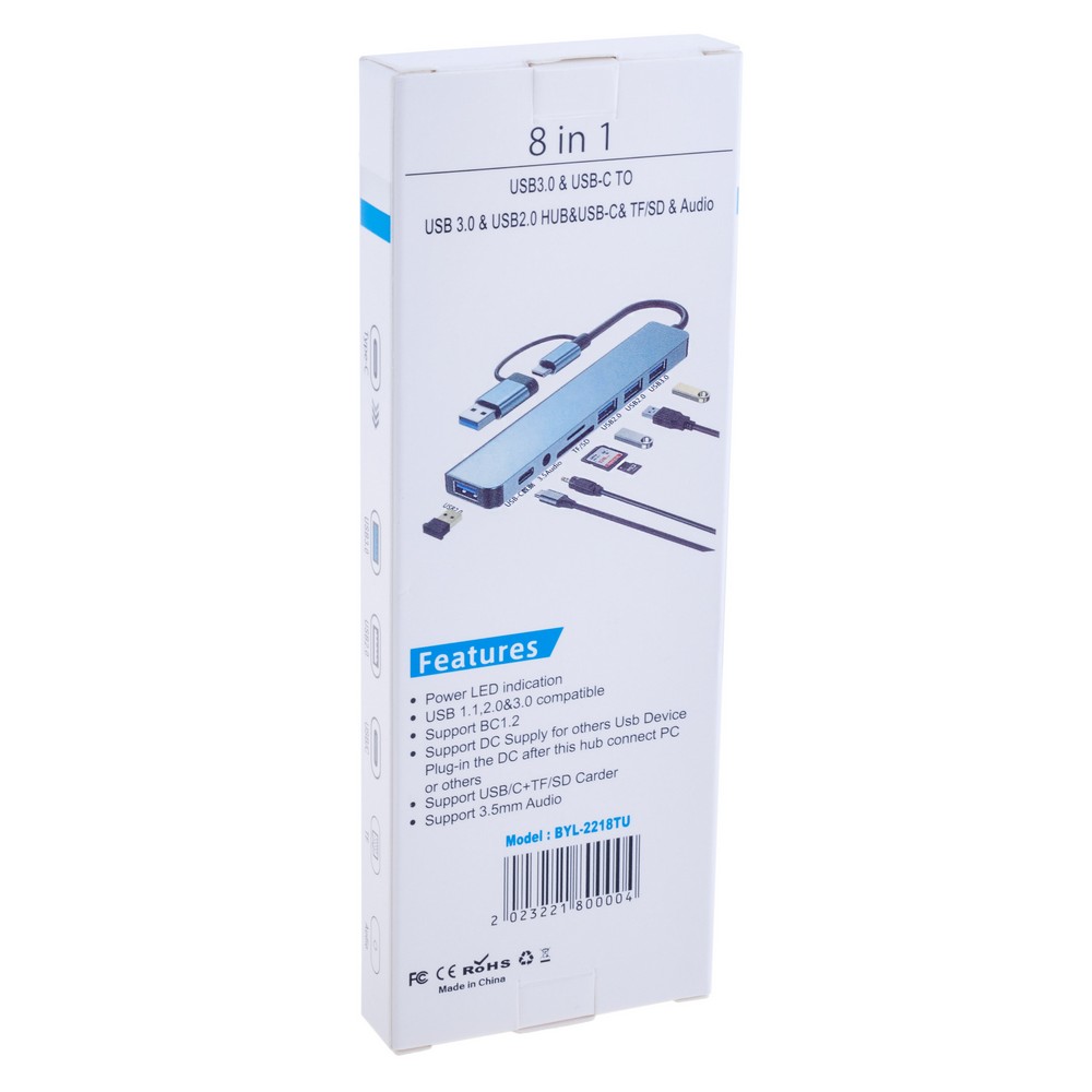 USB 3.0, type-С HUB 8 портів YiChen