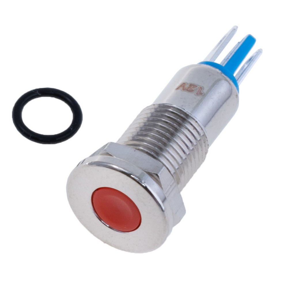 Anzeigeleuchte 8 mm mit roter Beleuchtung IP67, 12VDC, GQ8A-D 12V RED Anzeigeleuchte 8 mm mit roter Beleuchtung IP67, 12VDC, GQ8A-D 12V RED