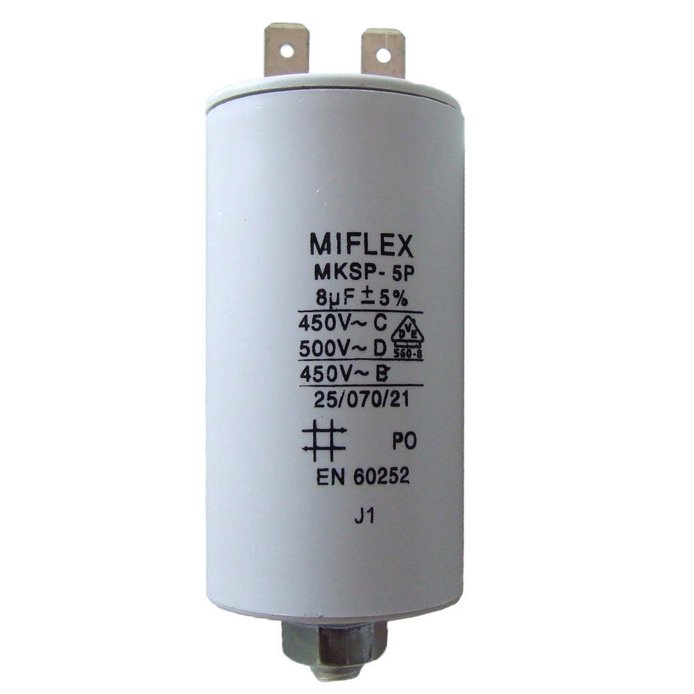 8uF 450VAC ±10% O35x65mm, mit Klemmen (I15KV580K-B) (Start-Kondensator) 8uF 450VAC ±10% O35x65mm, mit Klemmen (I15KV580K-B) (Start-Kondensator)