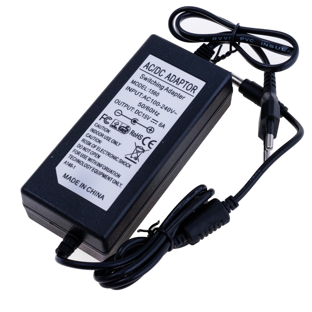 Блок живлення настільний 90W 15V, роз'єм:2.5x5.5mm