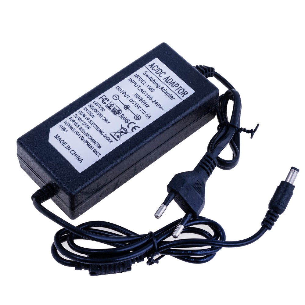 Блок живлення настільний 90W 15V, роз'єм:2.5x5.5mm