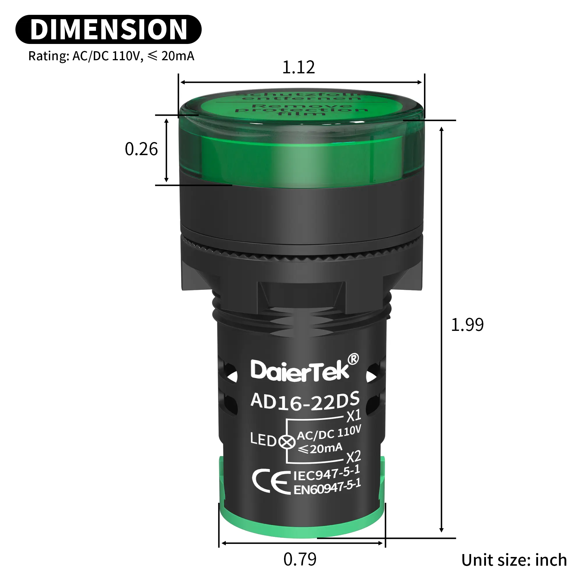 Індикаторна LED лампа AC/DC 12V біла (AD16-22DS) Індикаторна LED лампа AC/DC 12V біла (AD16-22DS)
