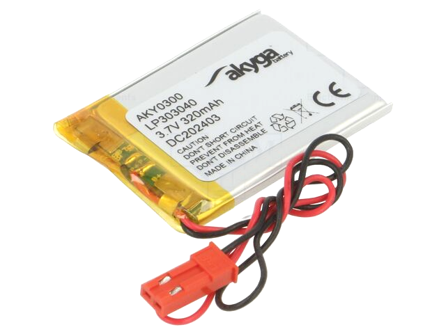 LiPo 320 mAh, 3,7V, 3x30x40мм акумулятор літій-полімерний AKY-LP303040 LiPo 320 mAh, 3,7V, 3x30x40мм акумулятор літій-полімерний AKY-LP303040