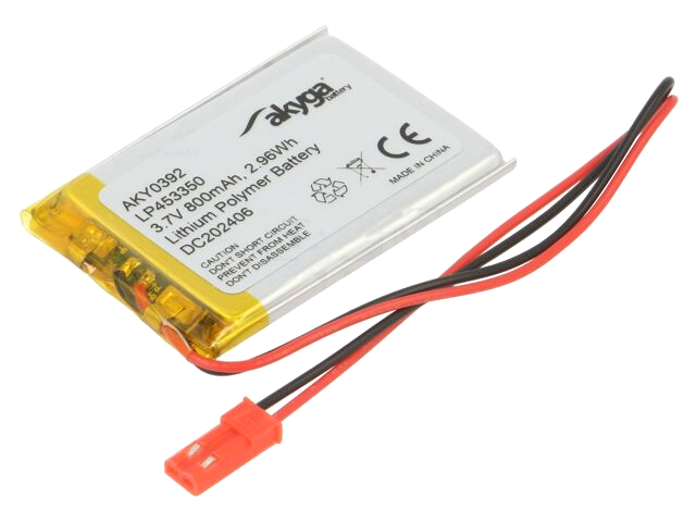 LiPo 800 mAh, 3,7V, 4,5x33x50мм акумулятор літій-полімерний AKY-LP453350 AKYGA BATTERY