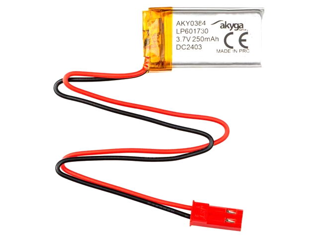 LiPo 250 mAh, 3,7V, 6x17x30 акумулятор літій-полімерний ACCU-AKY0384 AKYGA BATTERY LiPo 250 mAh, 3,7V, 6x17x30 акумулятор літій-полімерний ACCU-AKY0384 AKYGA BATTERY