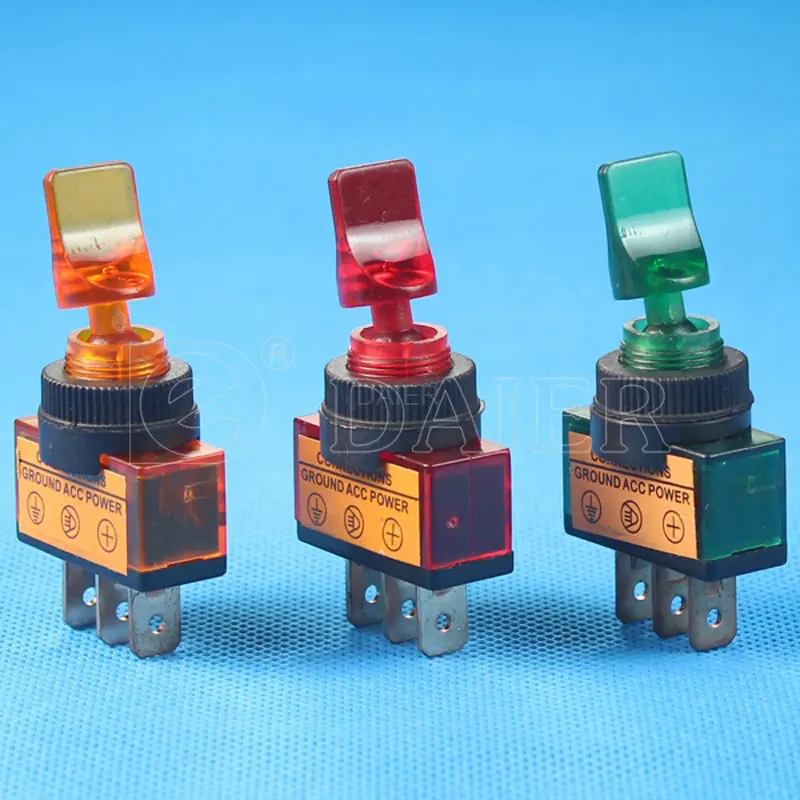 Тумблер синій ON-OFF із підсвічуванням 12V/20A, ASW-14D blue lamp