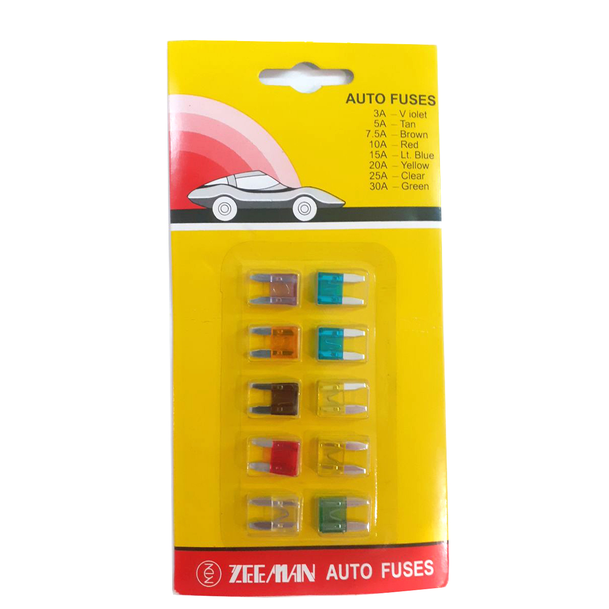 Sicherung Auto mini, Im Blister-SET, 10Stck. = [3A-1Stck.; 5A-1Stck.; 7.5A-1Stck.; 10A-1Stck.; 15A-2Stck.; 20A-2Stck.; 25A-1Stck.; 30A-1Stck.;] (ATN 941110)