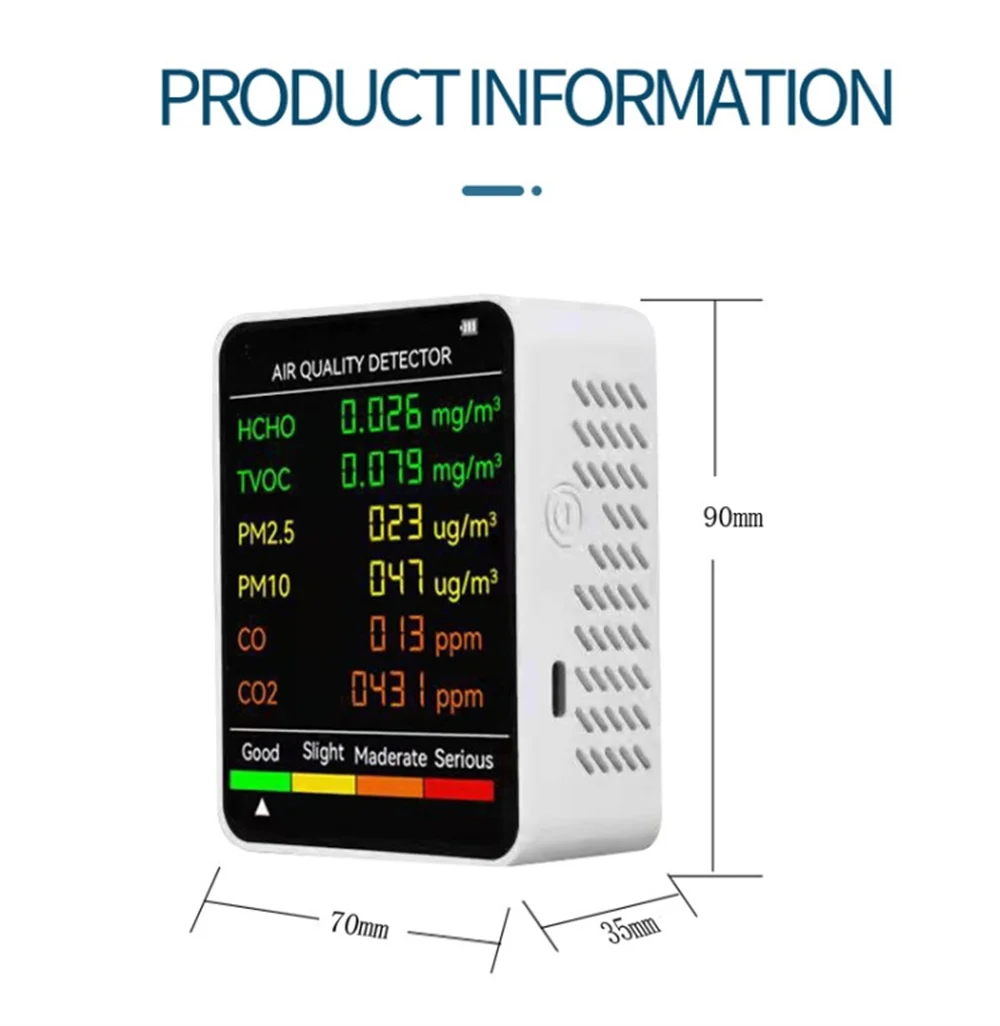 Монітор якості повітря, 6 In 1 Air Quality Monitor Multifunctional Automatic Монітор якості повітря, 6 In 1 Air Quality Monitor Multifunctional Automatic