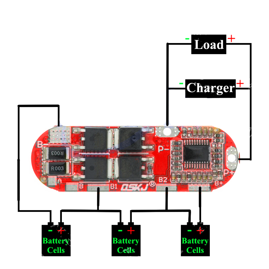 Плата защиты для 3-х аккумуляторов LI-ION, 25А/ 12,6V