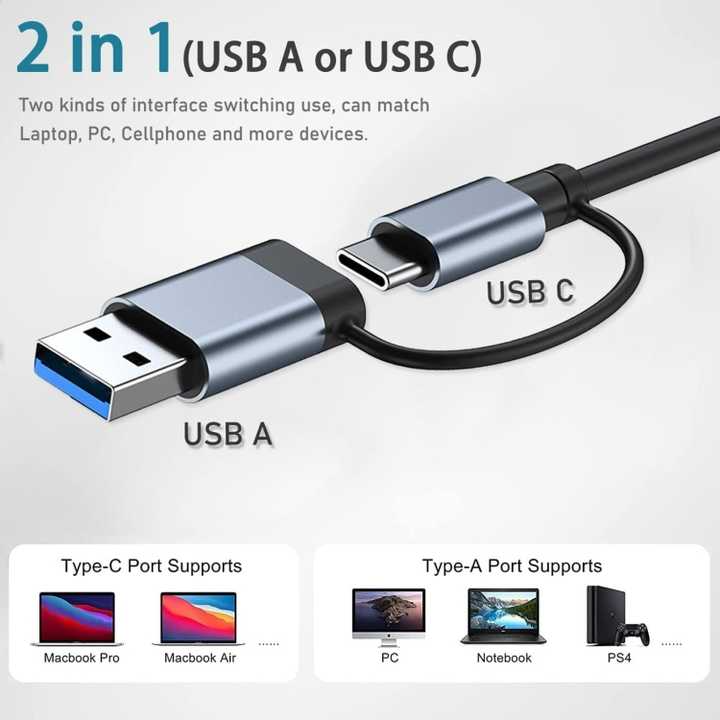 USB 3.0, type-С HUB 8 портів YiChen