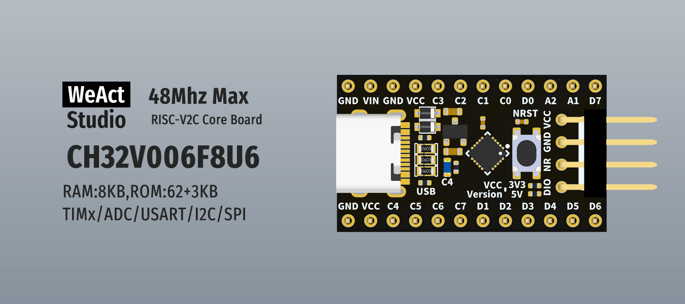 Налагоджувальна плата CH32V006F8U6 3.3V IO (WeAct Studio)