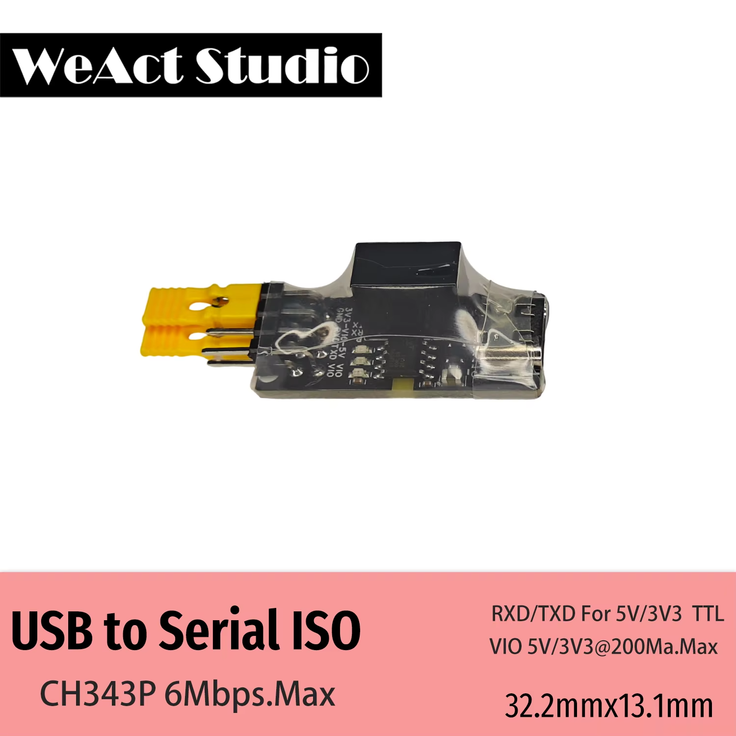 Перетворювач CH343P Isolated USB - Serial Port (WeAct Studio) Перетворювач CH343P Isolated USB - Serial Port (WeAct Studio)