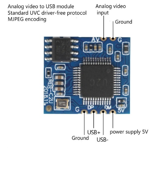 Analog AV Video to Digital USB Camera Module CVBS to USB Chip UVC Driver-free