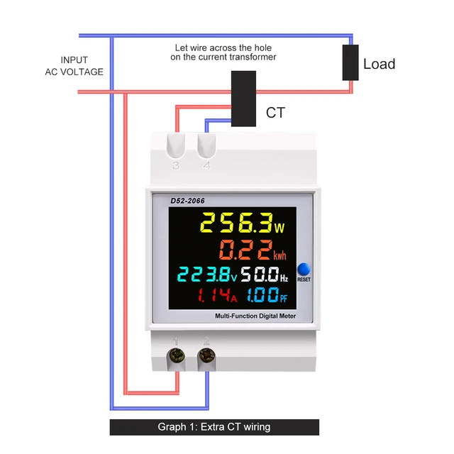 Din rail AC monitor 6IN1 Voltage Current Power Factor Active KWH Electric energy Frequency meter VOLT AMP AC40-300 Built-in CT(TOMZN)
