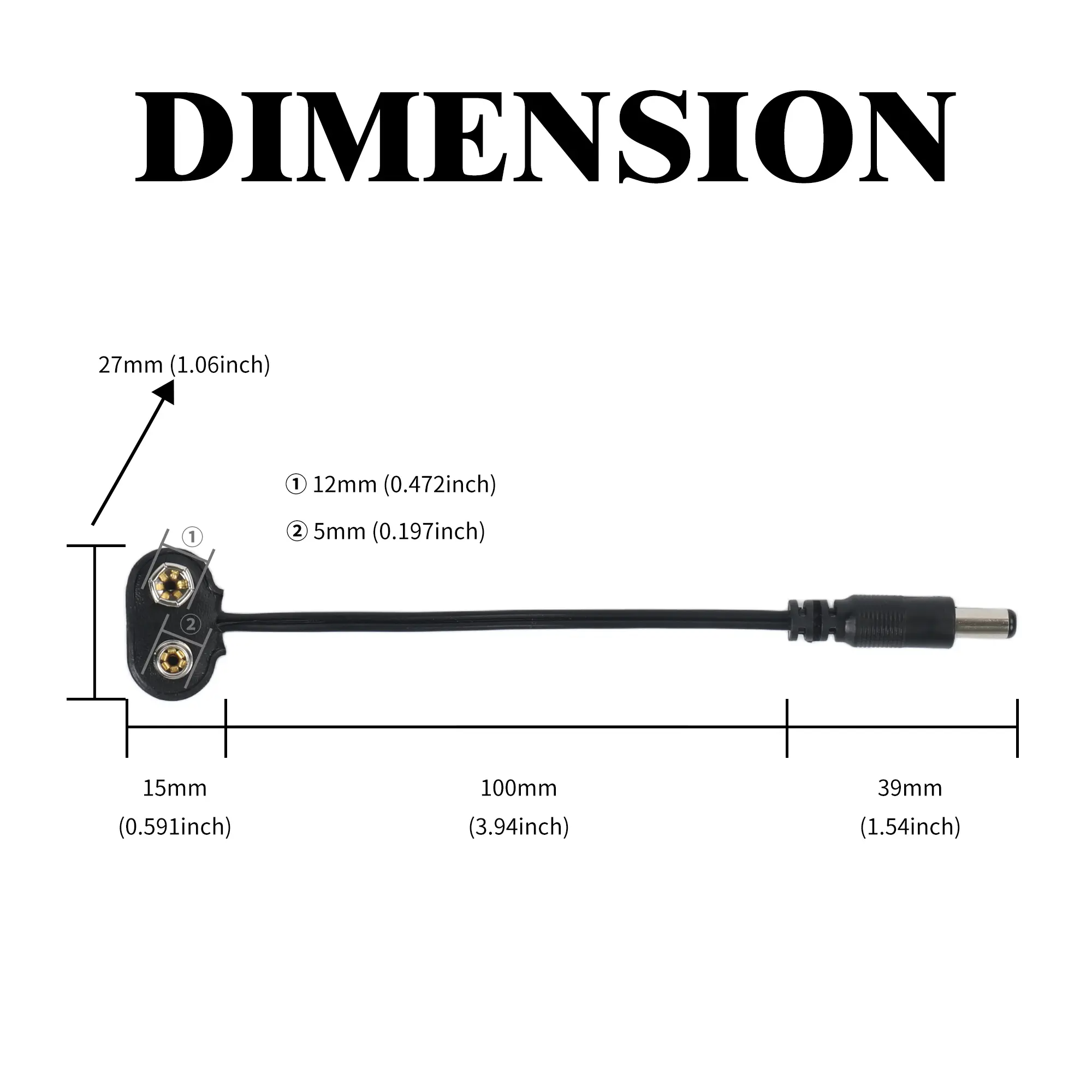 Контакти для батарейок типу "Крона" з роз'ємом 5.5×2.1mm
