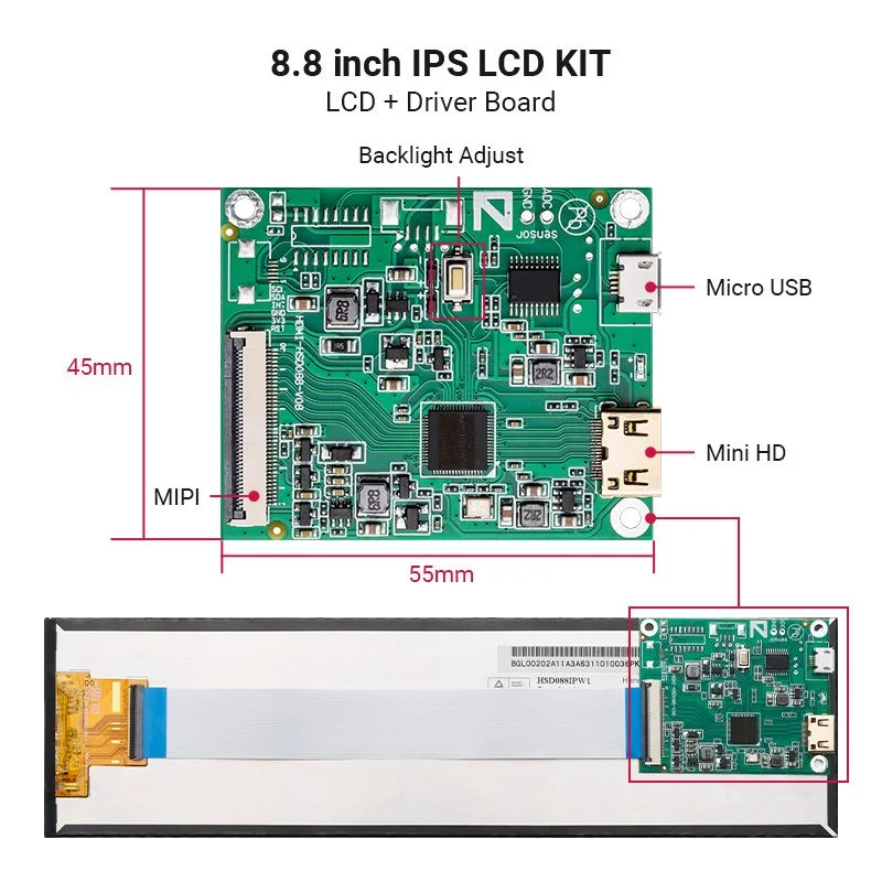 Display 8,8" IPS 1920*480