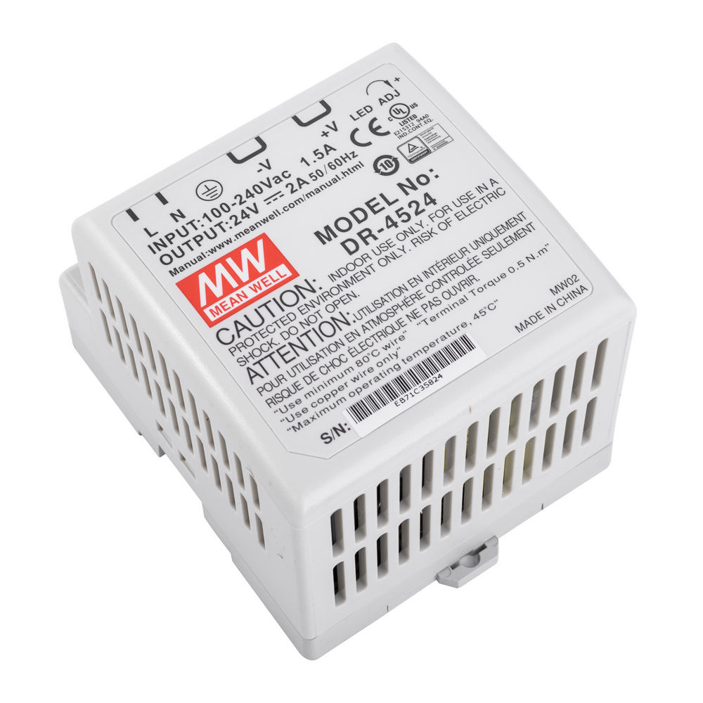 DR-4524 Hutschienennetzteil 48W 24V 2,0A Schaltnetzteil CV DR-4524 Hutschienennetzteil 48W 24V 2,0A Schaltnetzteil CV
