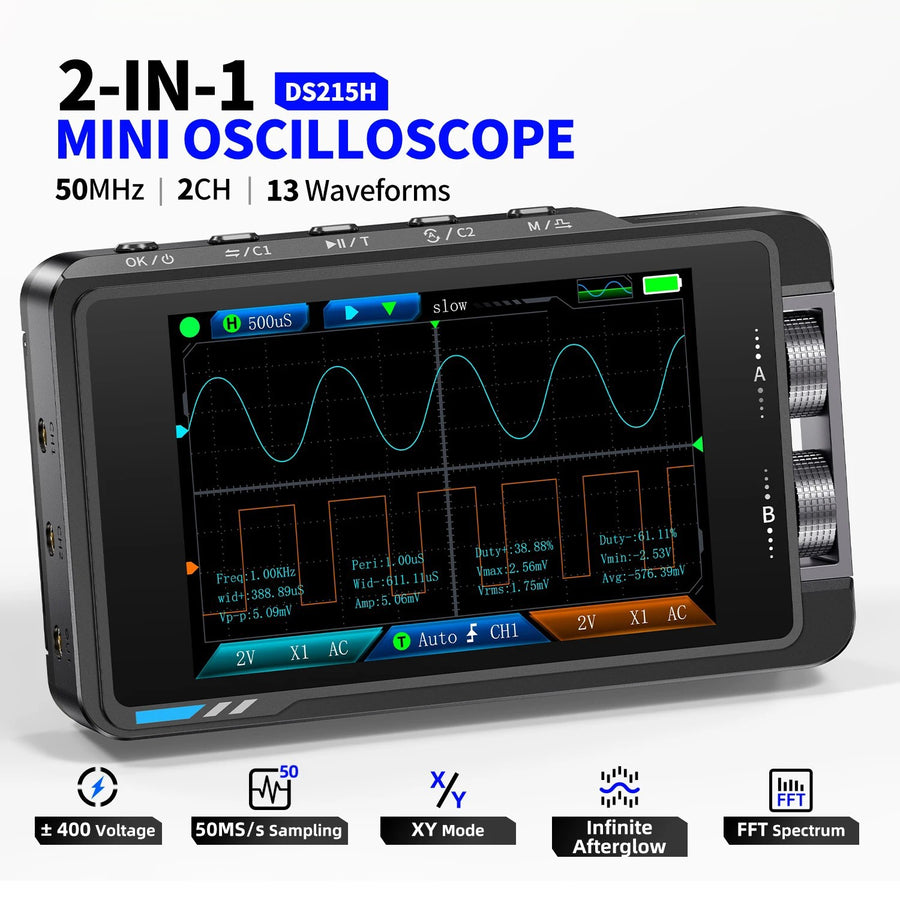DS215H Standard 2-in-1 Dual-channel Portable Oscilloscope with P6100 probe