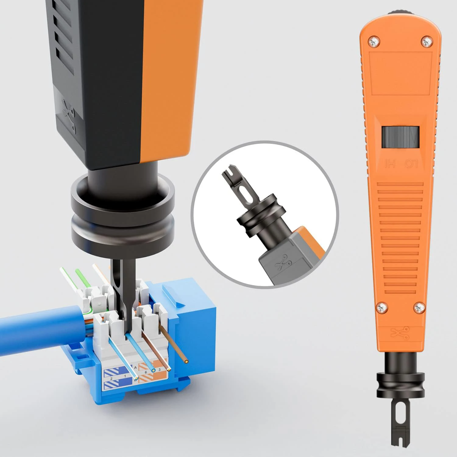 Інструмент для забивки витої пари, ніж-вставка 110 для монтажу Keystone Jack Cat3, Cat5, Cat5e, Cat6, Cat6A. DXD-110-OG